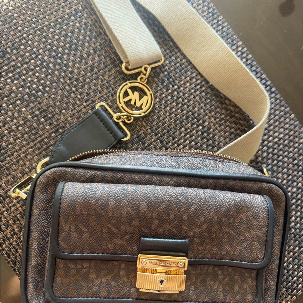 Michael Kors Tan and Black Crossbody Bag